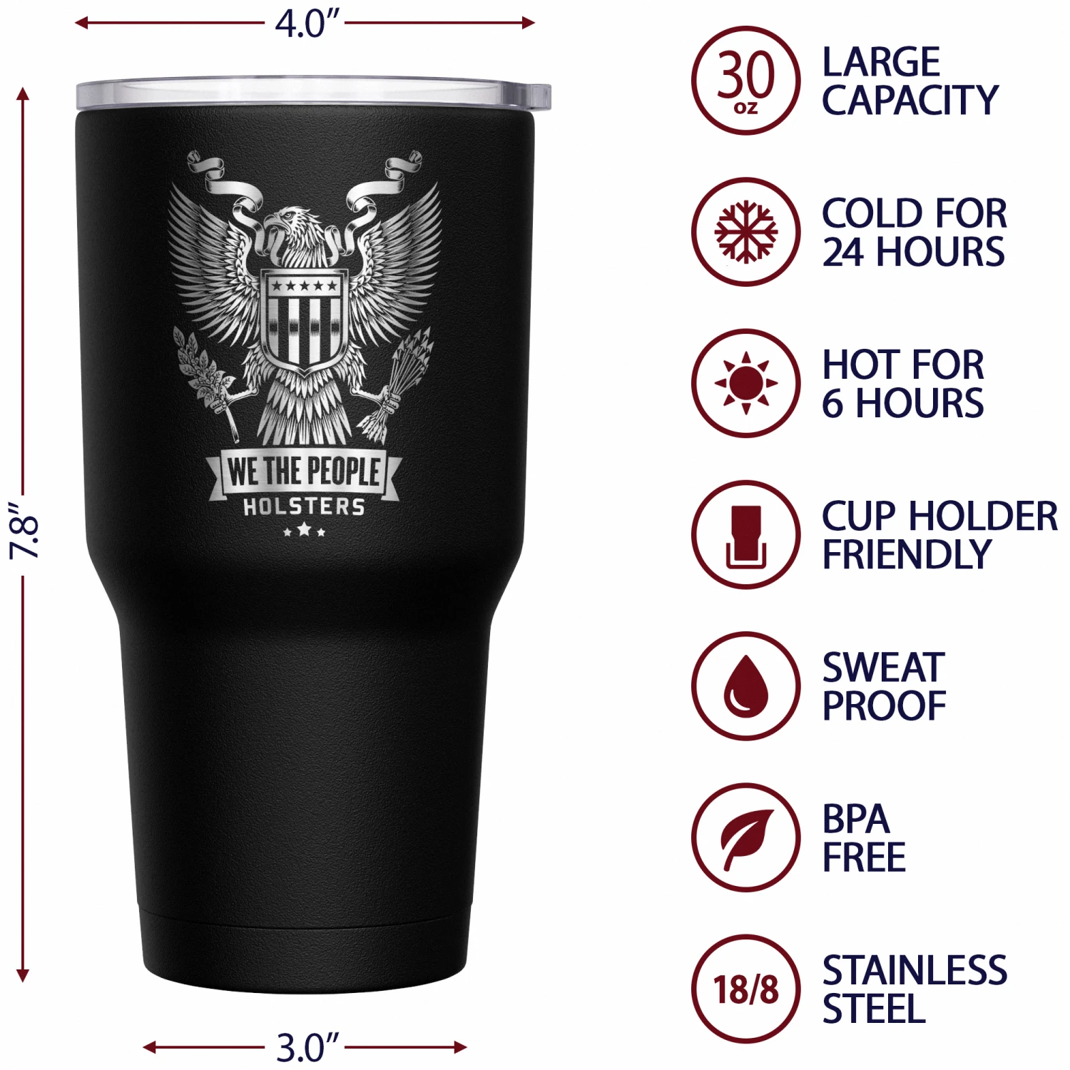 WTP Heraldic Eagle + American Flag Stainless Steel Tumbler - Image 6