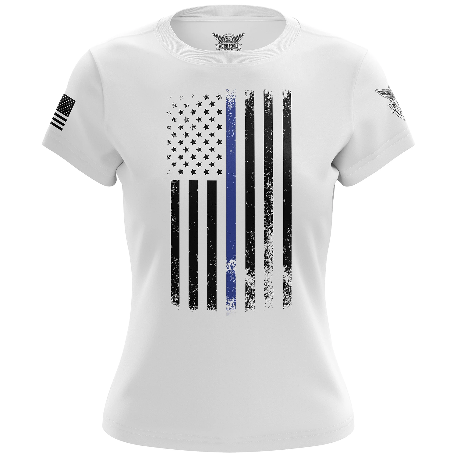 American Flag Thin Blue Line Women's Short Sleeve Shirt - Image 7