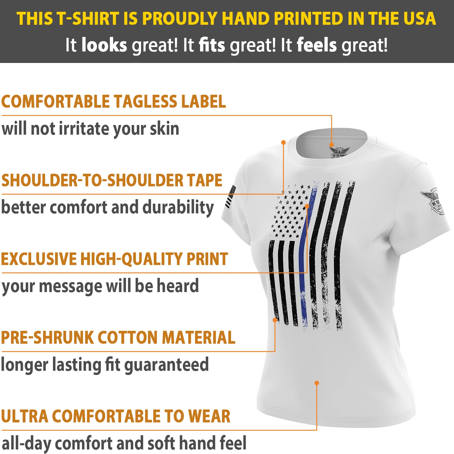 American Flag Thin Blue Line Women's Short Sleeve Shirt - Image 12