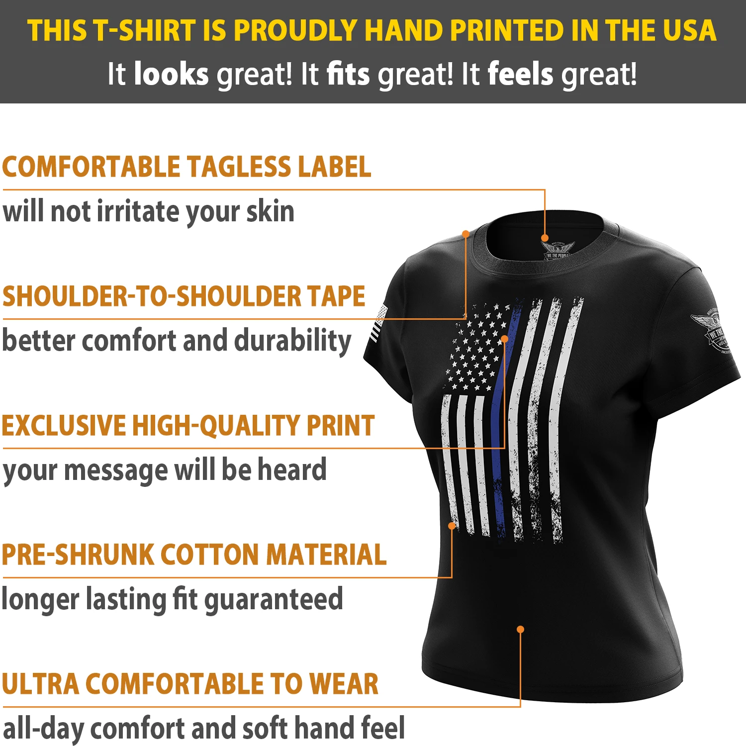 American Flag Thin Blue Line Women's Short Sleeve Shirt - Image 6