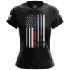 American Flag Thin Blue/Red Line Public Service Support Women's Short Sleeve Shirt