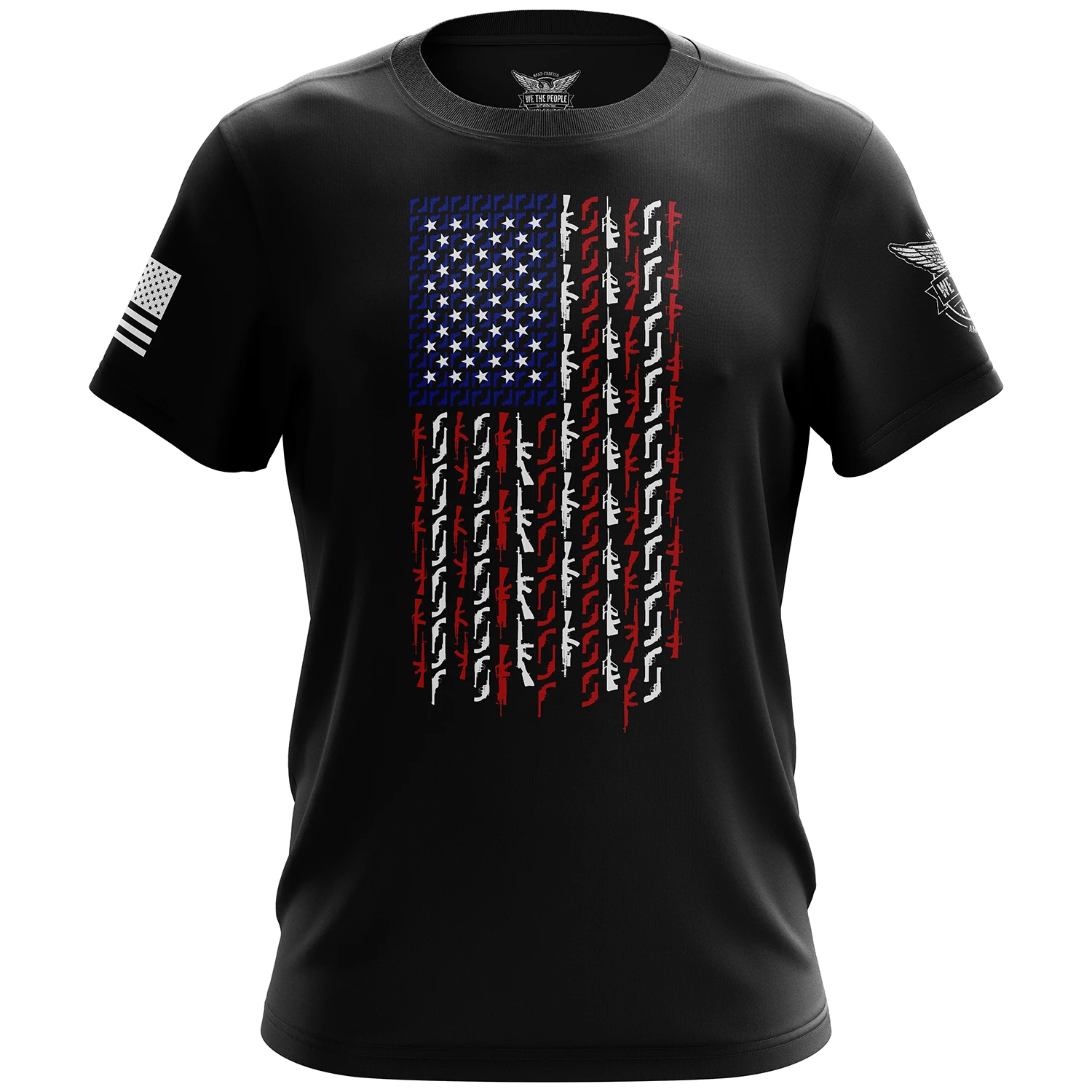 American Flag In Guns - Patriotic Colors Short Sleeve Shirt