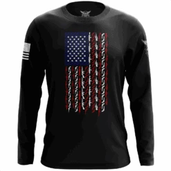 American Flag In Guns - Patriotic Colors Long Sleeve Shirt