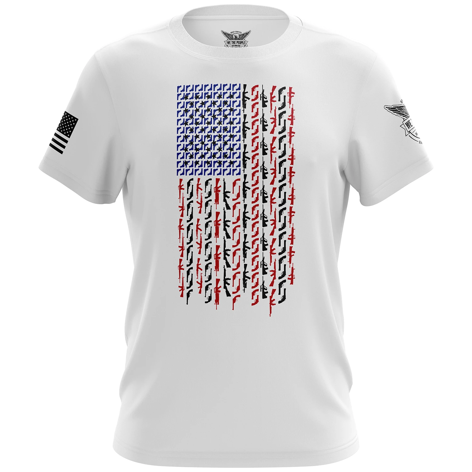 American Flag In Guns - Patriotic Colors Short Sleeve Shirt - Image 7
