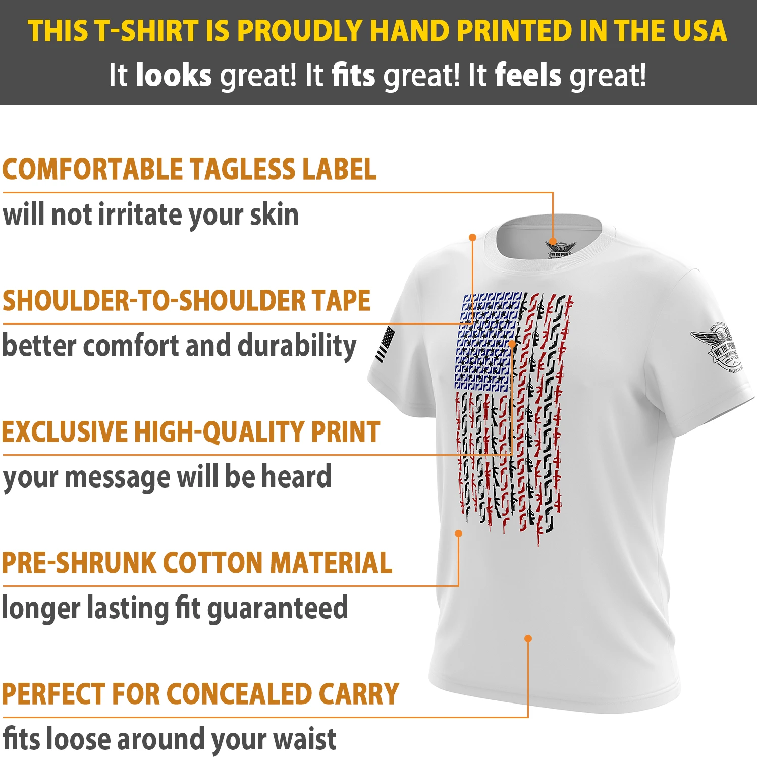 American Flag In Guns - Patriotic Colors Short Sleeve Shirt - Image 12
