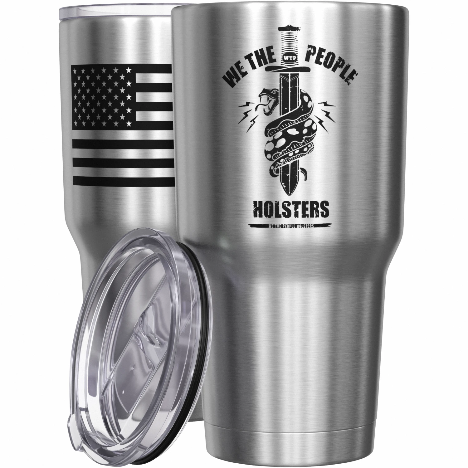 We The People Snake Logo + American Flag Stainless Steel Tumbler - Image 7