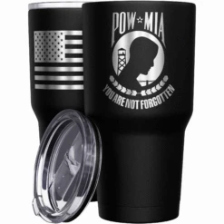 POW MIA You Are Not Forgotten + American Flag Stainless Steel Tumbler