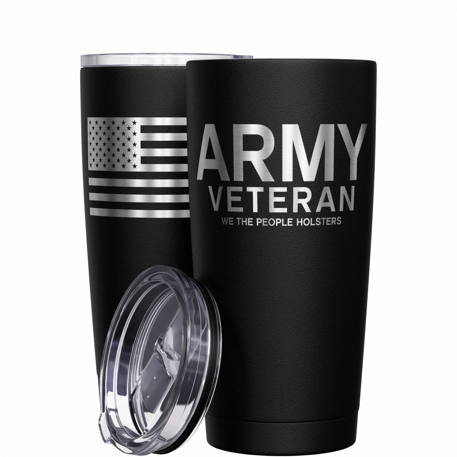 Army Vet + American Flag Stainless Steel Tumbler - Image 10