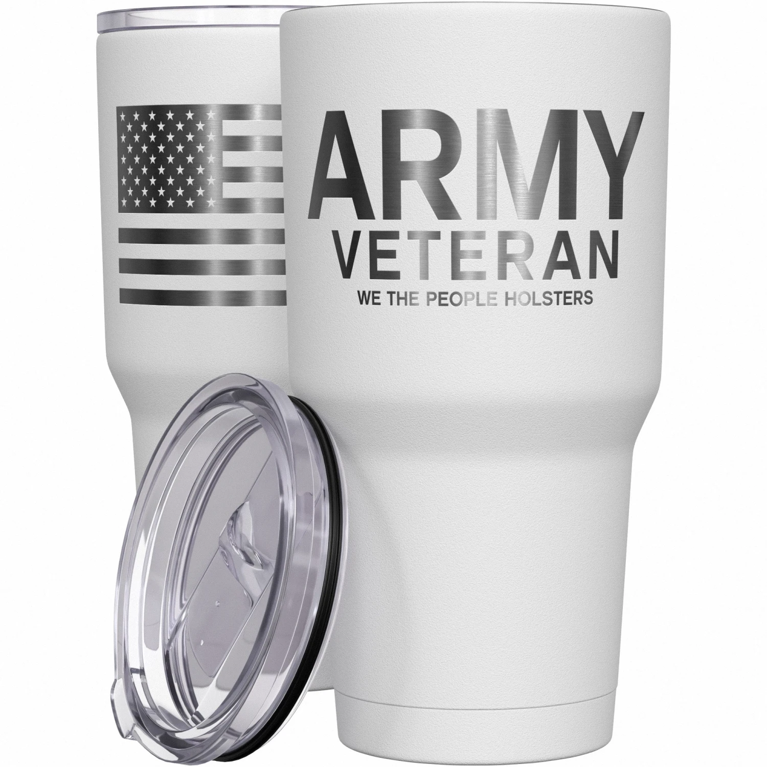 Army Vet + American Flag Stainless Steel Tumbler - Image 9