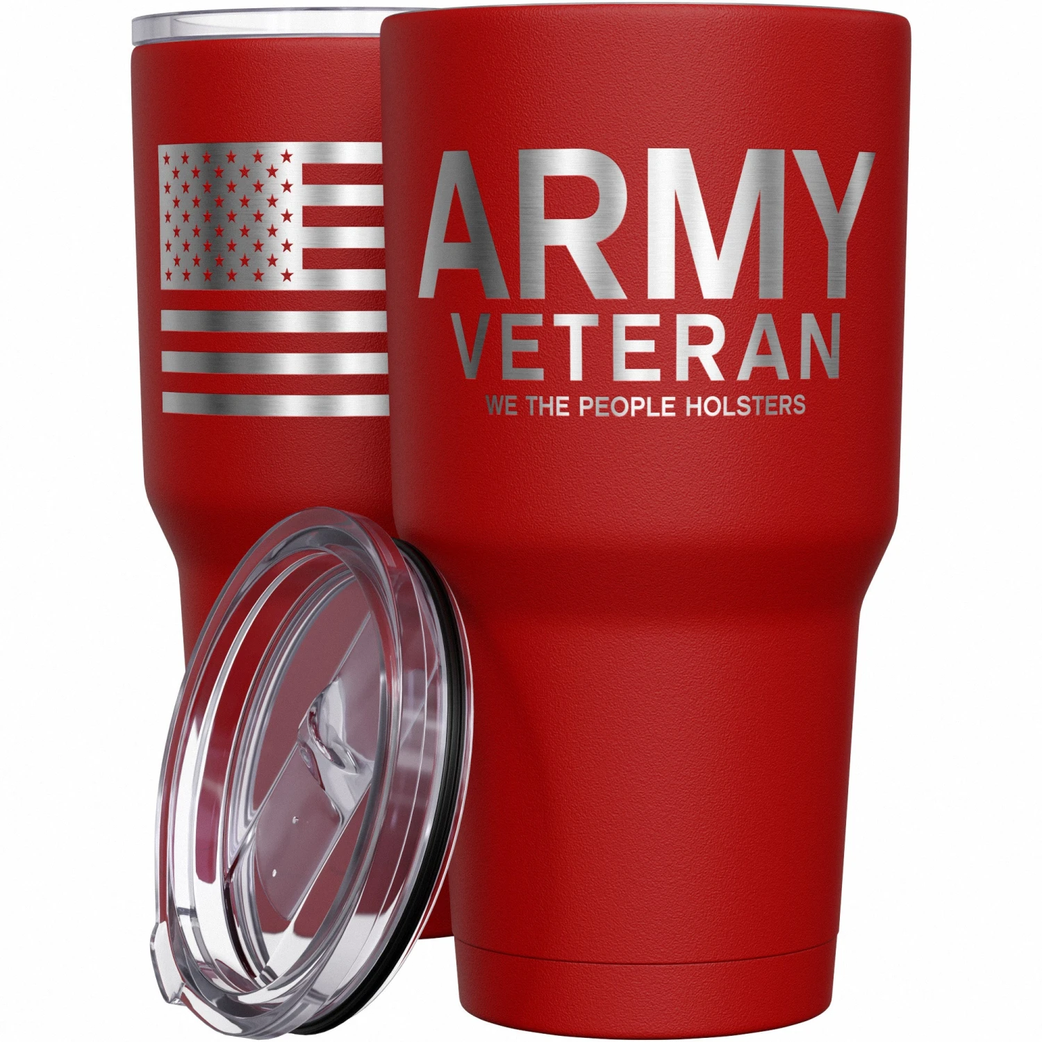 Army Vet + American Flag Stainless Steel Tumbler - Image 8