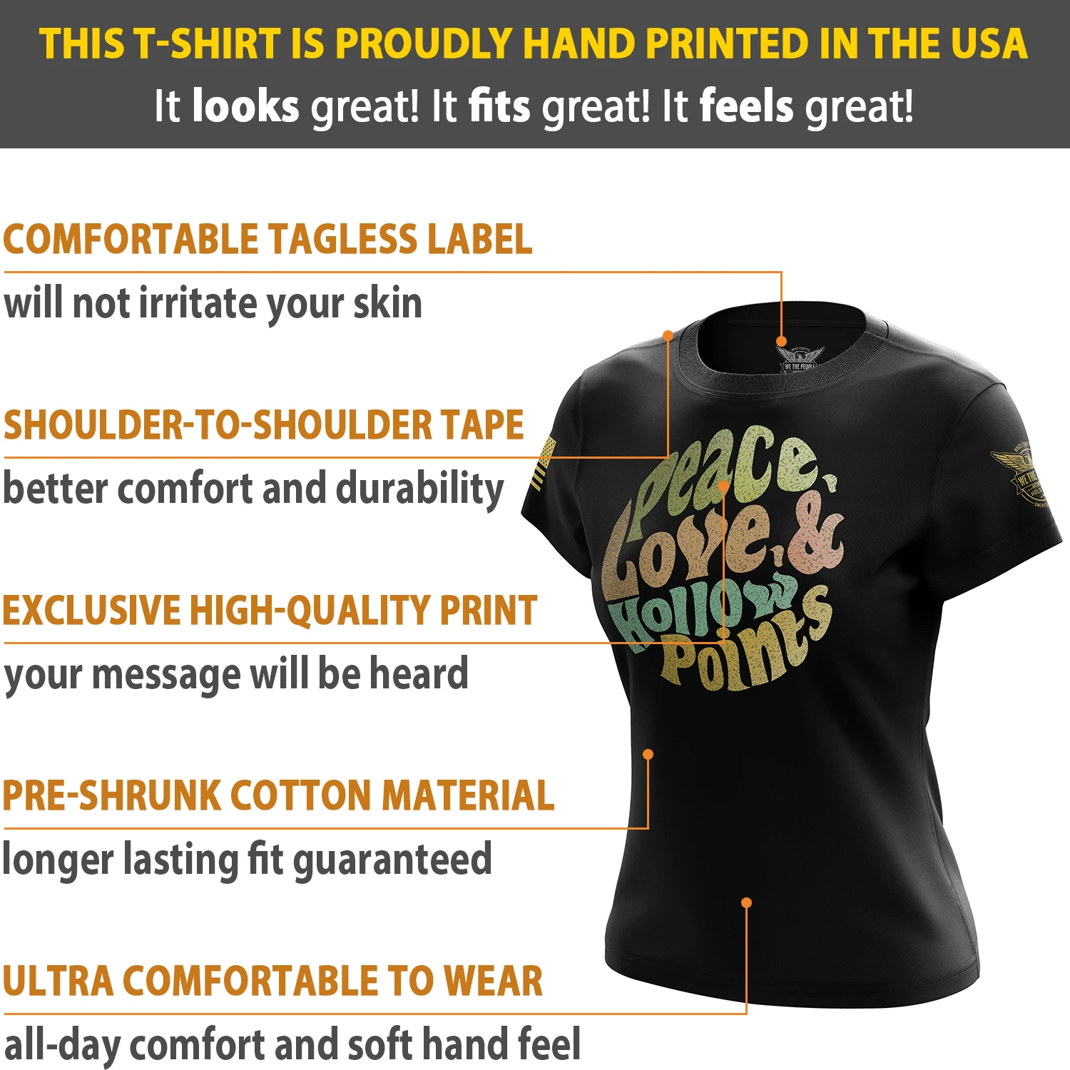 Peace, Love, & Hollow Points Women's Short Sleeve Shirt - Image 6