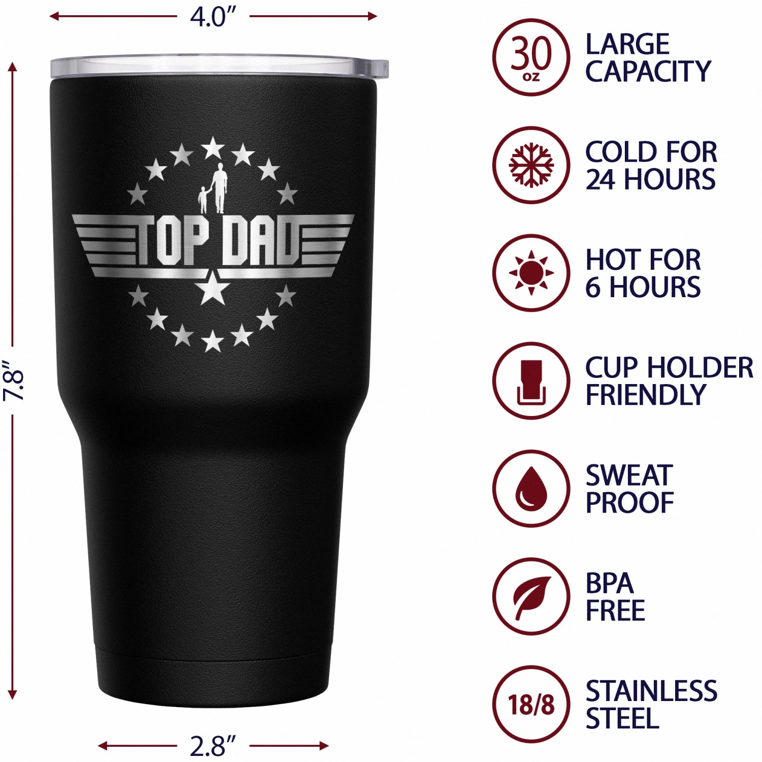 Top Dad Stainless Steel Tumbler - Image 6