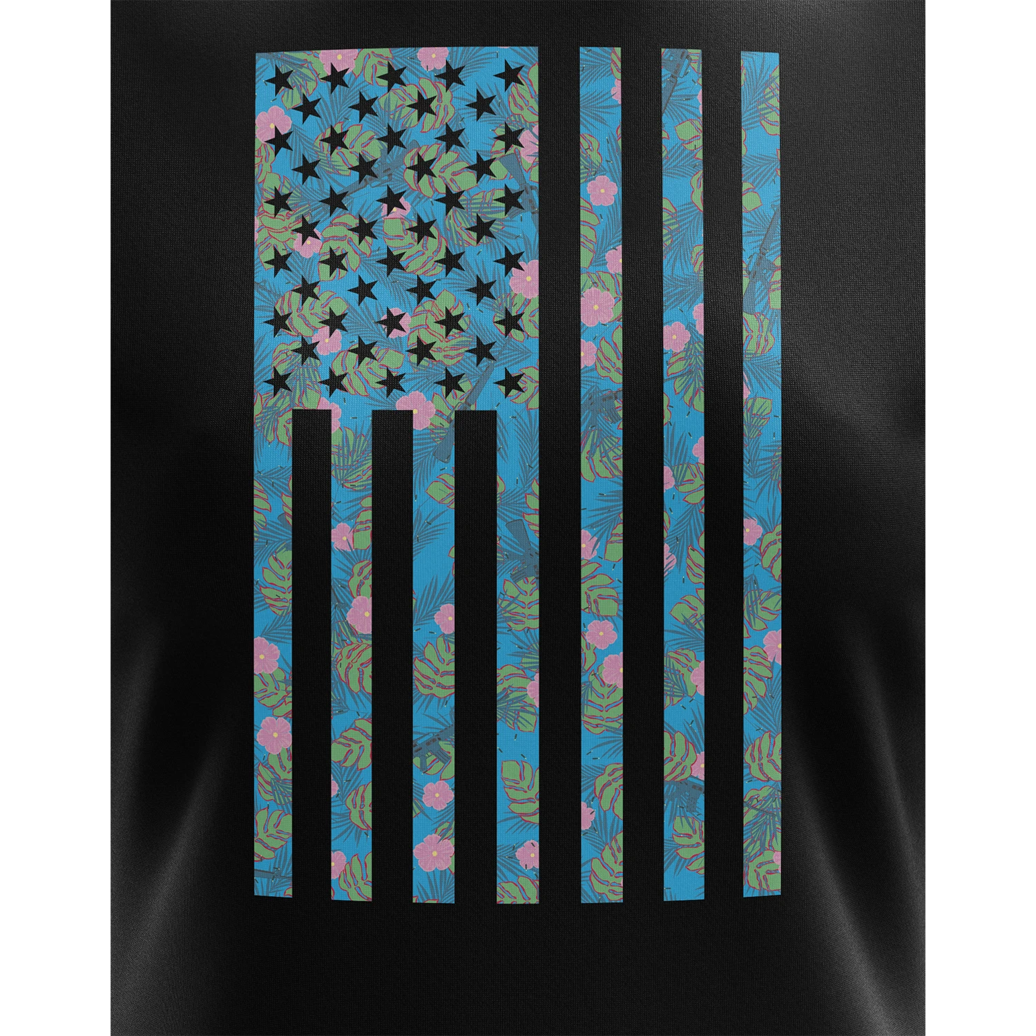 Tropical American Flag Women's Short Sleeve Shirt - Image 3