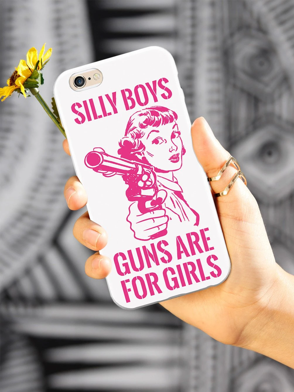 Silly Boys, Guns Are For Girls - Pink Text Case - Image 2