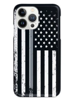 Downward American Flag - Thin Silver Line Case