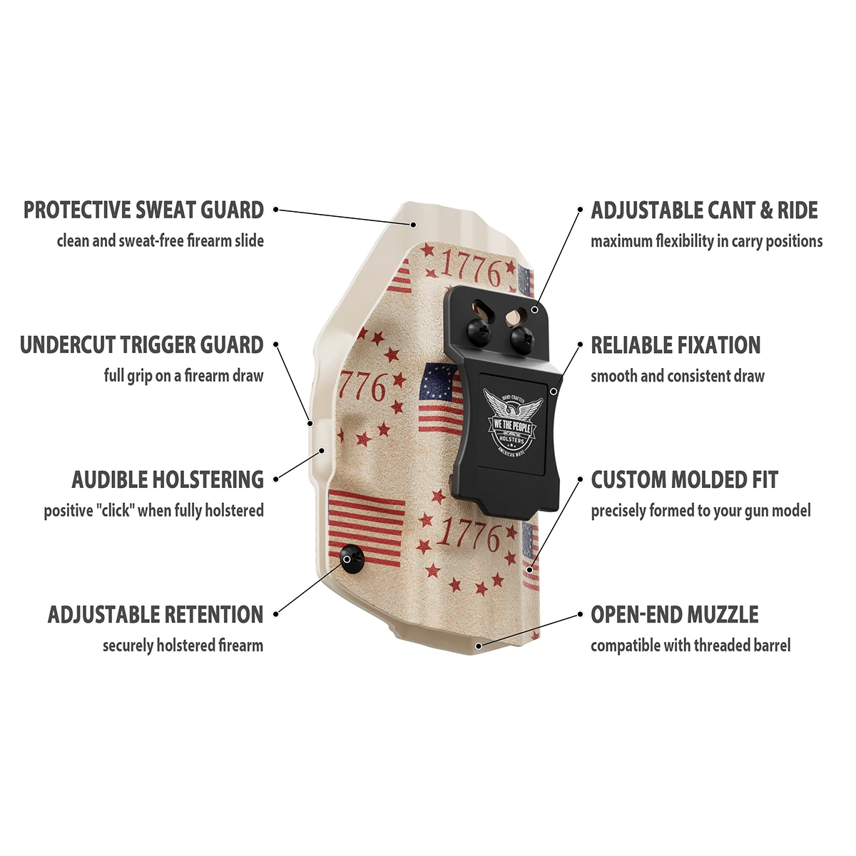 The Betsy Ross Flag Tribute To Independence Day 1776 Custom Printed Holster - IWB Kydex Holster - Image 9