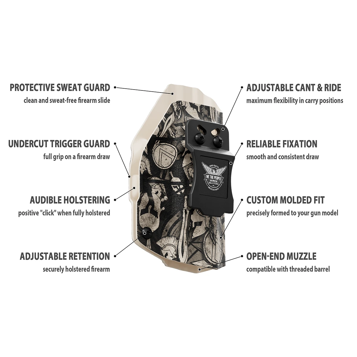 Tan Spartan Camo Custom Printed Holster - IWB Kydex Holster - Image 9