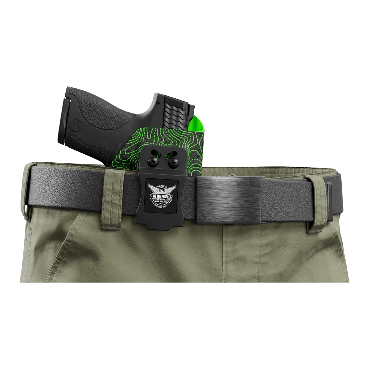 Green Topographic Map Custom Printed Holster - IWB Kydex Holster - Image 5