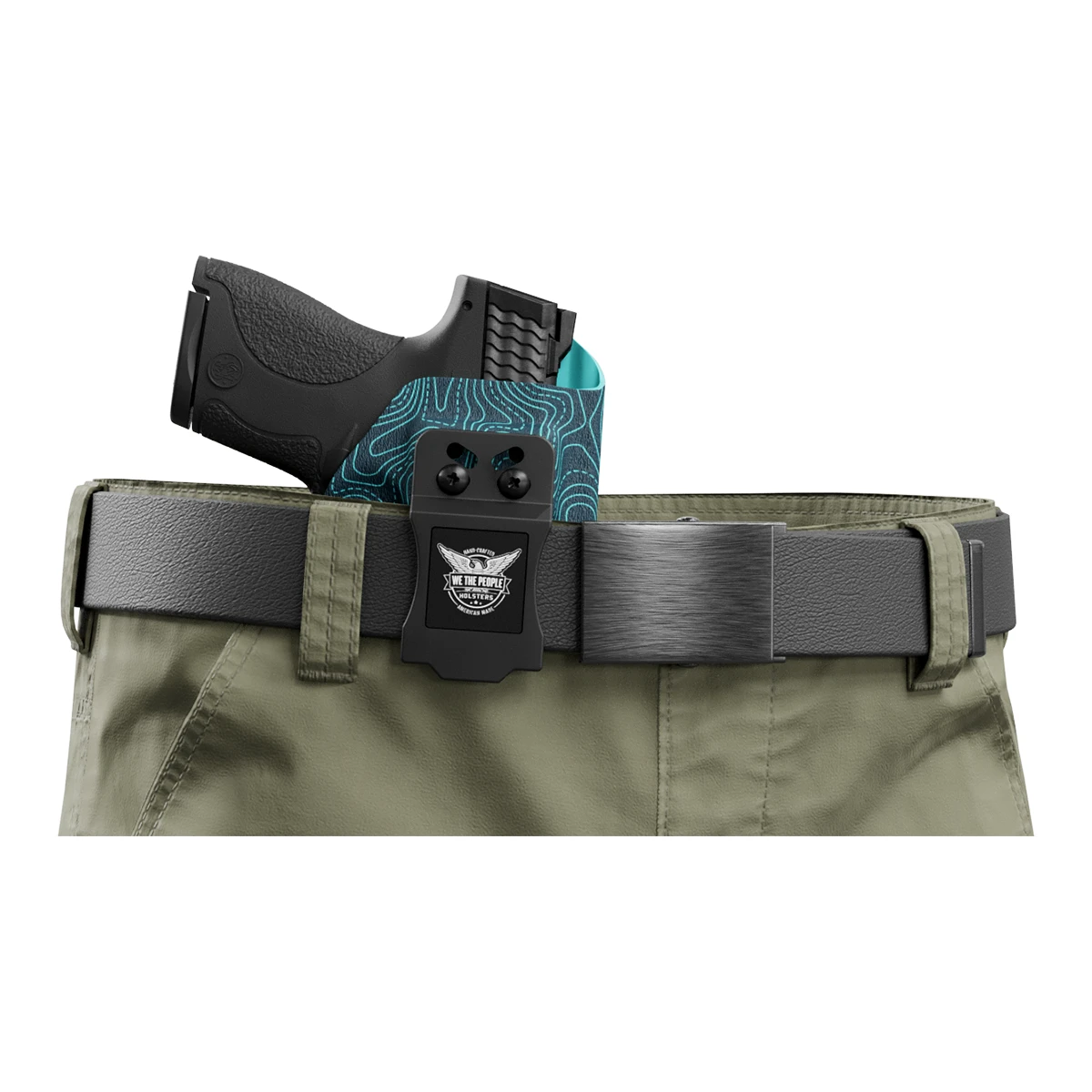 Aqua Topographic Map Custom Printed Holster - IWB Kydex Holster - Image 5