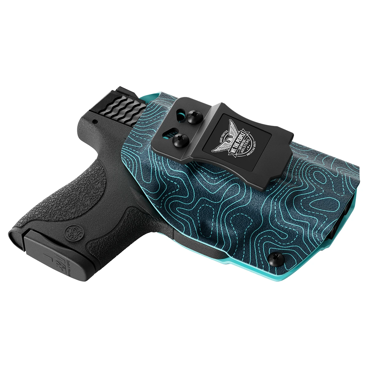 Aqua Topographic Map Custom Printed Holster - IWB Kydex Holster - Image 2